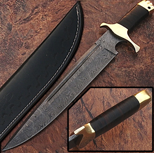Custom Made True Damascus Toothpick Bowie Knife