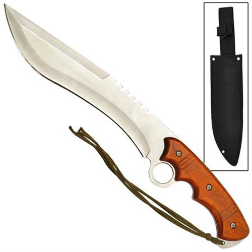 Devastator Bowie Survival Military Fix Blade Full Tang Knife w/Sheath Silver