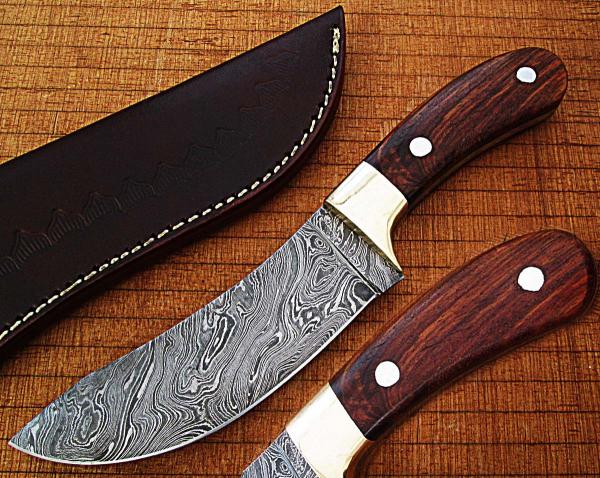 CUSTOM MADE DAMASCUS BUFFALO SKINNER KNIFE picture