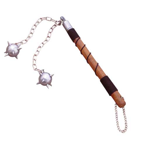 2 Ball Battle Mace Wood Handle