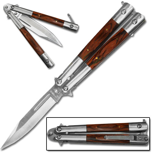 Butterfly Knife Balisong  Rosewood Wood Handle