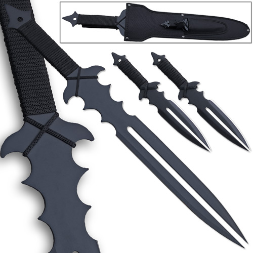 Undead Slayer Set Ninja Sword, 2 Thrower Knives, Shoulder Sheath picture