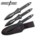 3PC ALL BLACK THROWING KNIFE SET WITH VELCRO CARRYING CASE