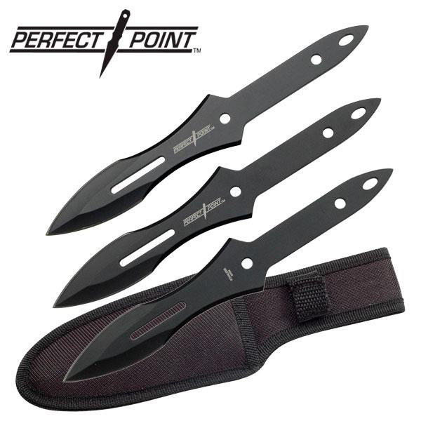 3PC ALL BLACK THROWING KNIFE SET WITH VELCRO CARRYING CASE picture