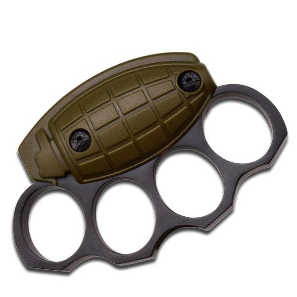 Frag Out! Metal Paper Weight Grenade Motif Knuckle Shape OD Green & Black picture