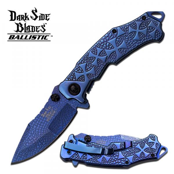 Dark Side Blades BallisticIron CrossSpring Assist KnifeBlue