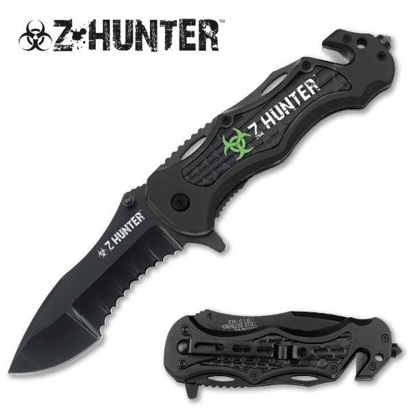 Z-Hunter Black Tactical Rescue Assisted Opening Pocket Knife picture