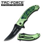 Green Marijuana Handle Assisted Opening Folder Knife