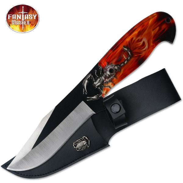 Fantasy Master Scorpion Seeking Knife FULL TANG Clear Acrylic Handle Grips Bowie