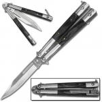 Have Duty Butterfly  Knife W/  Black Wood Handle