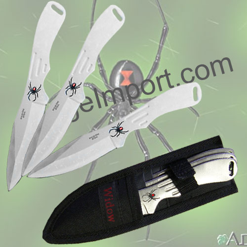 Spider Throwing Knives Set Silver picture