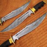 Custom Made Damascus Outstanding American Bowie Knife Micarta Wo