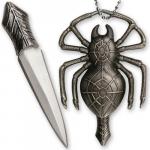 Deadly Spider Neck Knife Necklace Pendant w Ball Chain 2.25in Knife All Metal