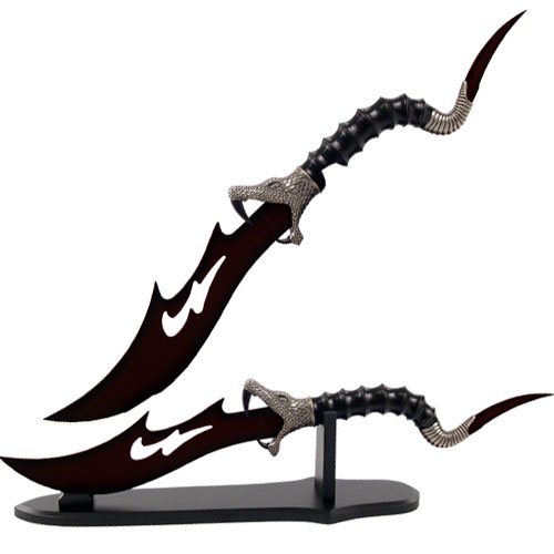 Black Blade Snake Dagger  W/Stand