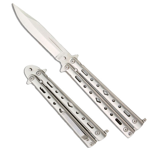 Silver Quandary Butterfly Knife Balisong Flipper picture