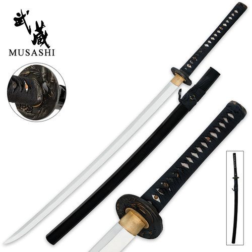 Musashi Floral Design 1060 Carbon Steel Samurai Katana Sword picture