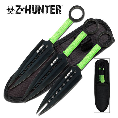 Throwing Knife - Dual Point Kunai Knives w/ Sheath - 3pc Set - Eventeny