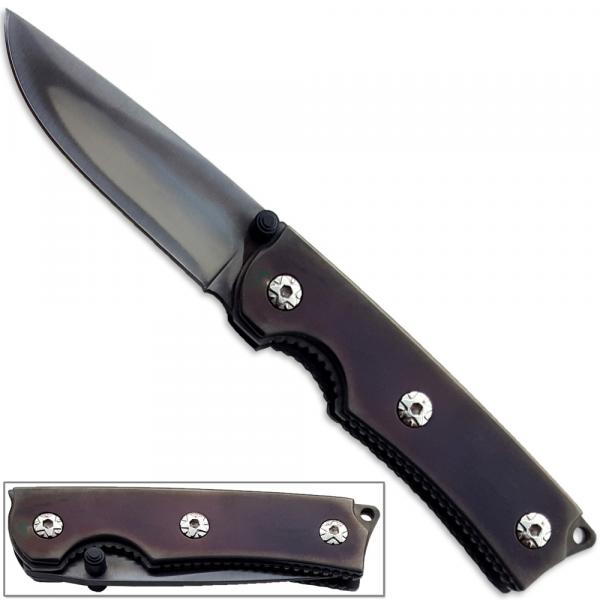 Darker Urban Ambidextrous Pocket Knife Stars Gunmetal Grey Folder Sharp Quenched picture