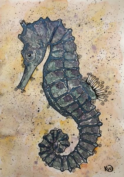 Silver Seahorse Print on Paper picture