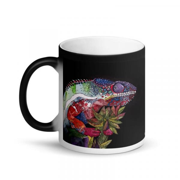 "Panther Chameleon" Matte Black Magic Mug picture