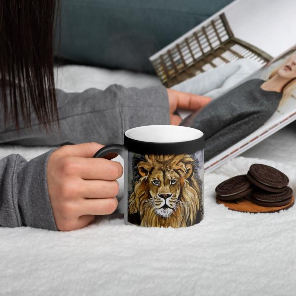 Lion Glossy Black Magic Coffee Mug picture