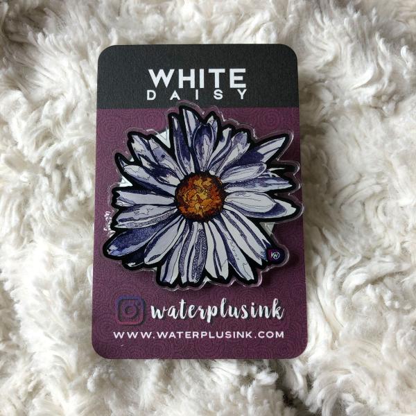 White Daisy Acrylic Pin picture