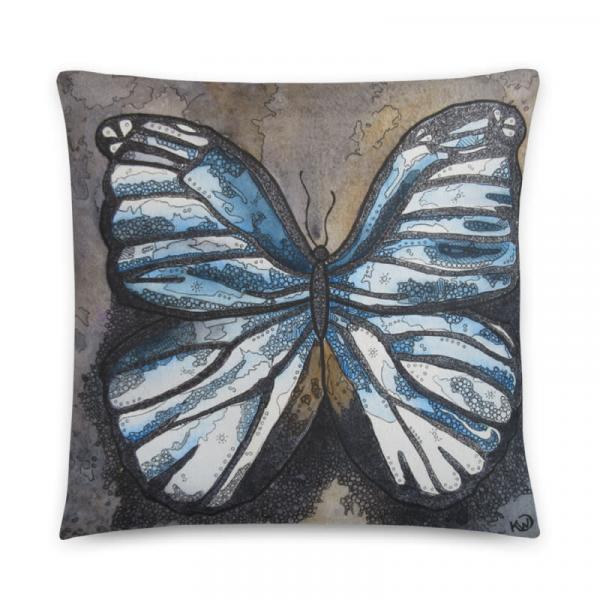 Blue Monarch Pillow