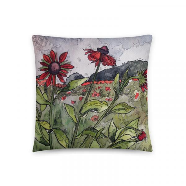 Crimson Daisies Pillow picture