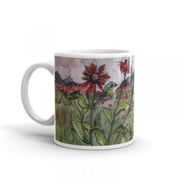 Crimson Daisies Ceramic Coffee Mug
