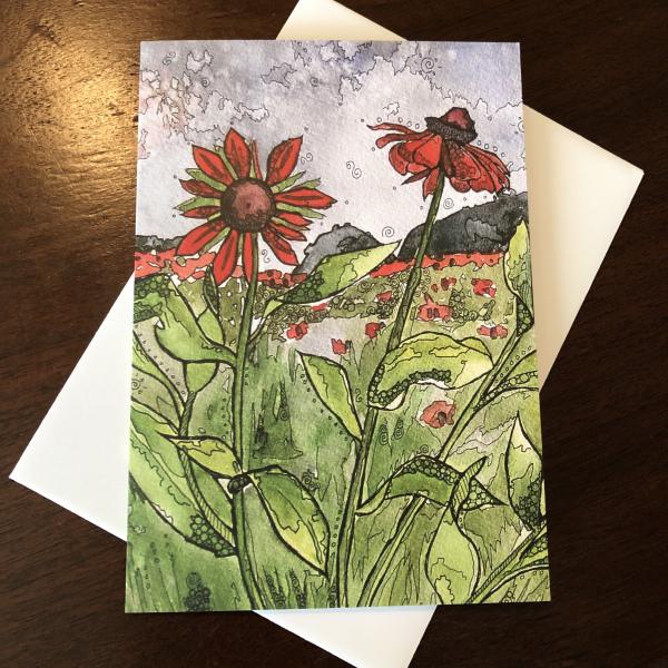 Crimson Daisies Greeting Card