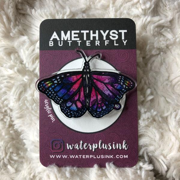 Amethyst Butterfly Acrylic Pin