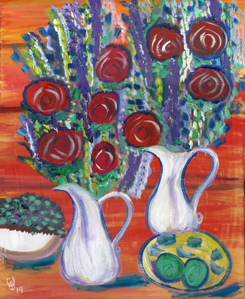 Two Pitchers with Roses