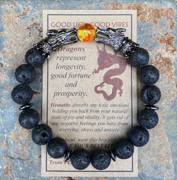 Black Lava Stone, Dragon Bracelet for Men picture