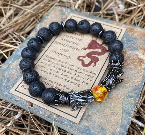 Black Lava Stone, Dragon Bracelet for Men picture