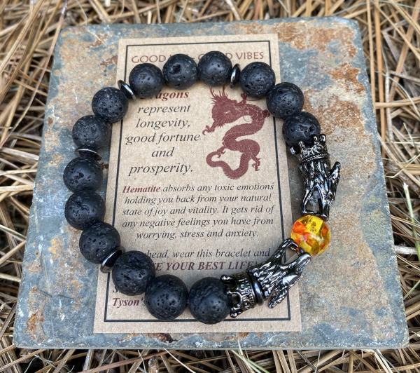 Black Lava Stone, Dragon Bracelet for Men picture