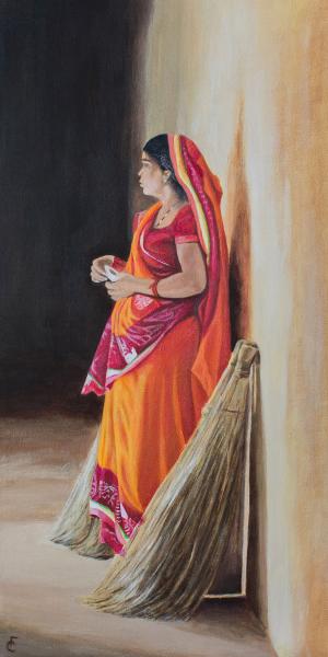 Indian Woman with Brooms picture