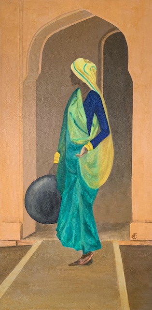 Indian Woman in a green sari picture