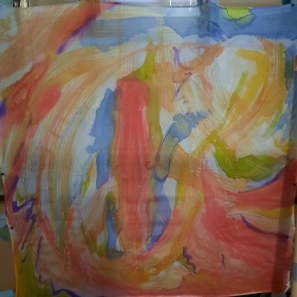 Fall hand painted silk purse scarf picture