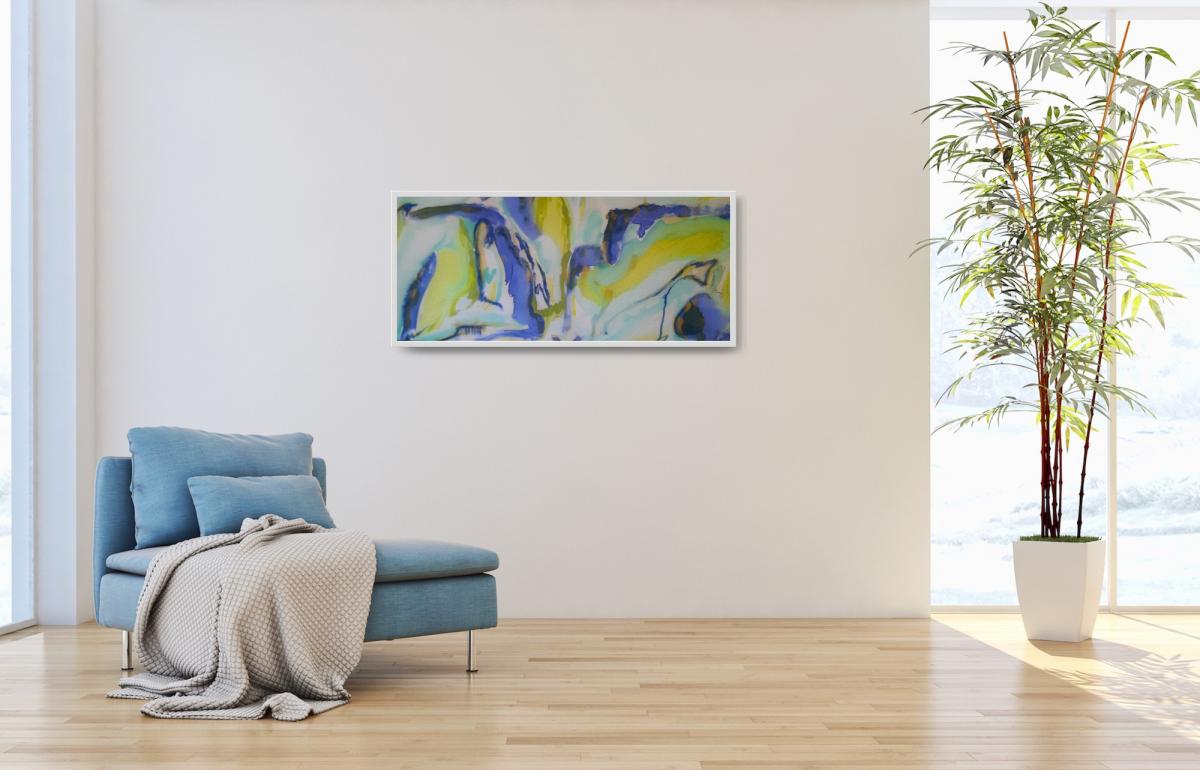 Blue Lagoon Hand Painted Silk on Canvas picture