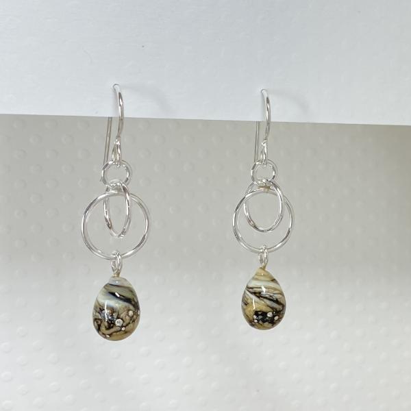 Round and Round Ebony Ivory Sterling Earrings picture