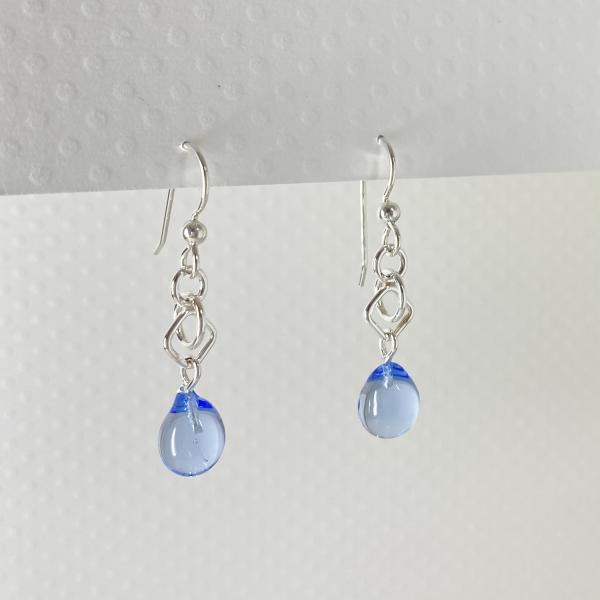 Light Blue Round and Square Earrings