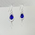 Dark Blue Raindrop Sterling Silver Earrings
