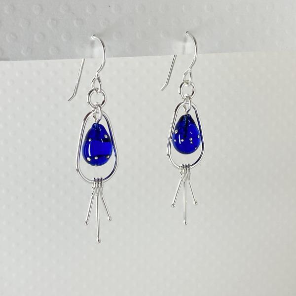 Dark Blue Raindrop Sterling Silver Earrings picture