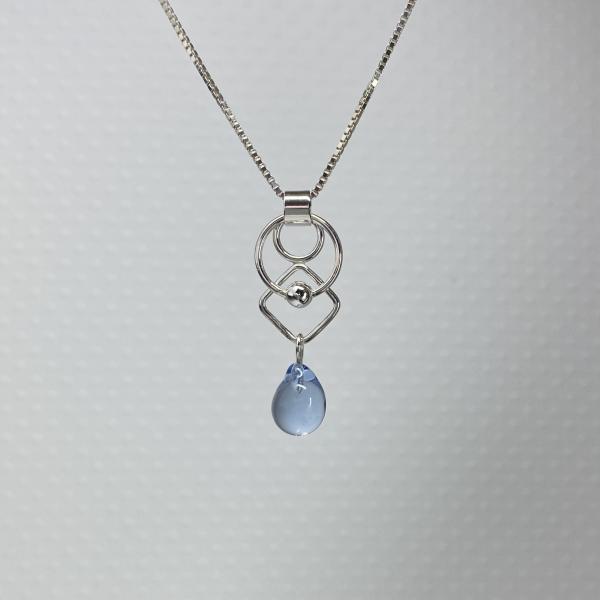 Light Blue Round and Square Sterling Silver Pendant