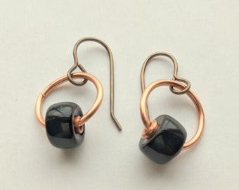 Copper Core Czech Glass Earrings picture