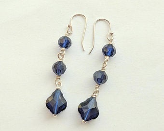 Indigo Swarovski Earrings picture