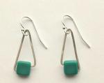 Silver and Glass Triangle Earrings