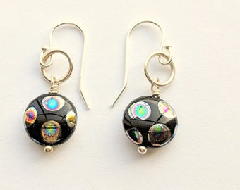 Czech Peacock Glass Earrings picture