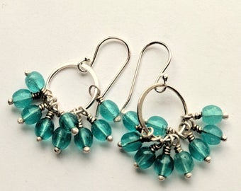 Turquoise glass earrings