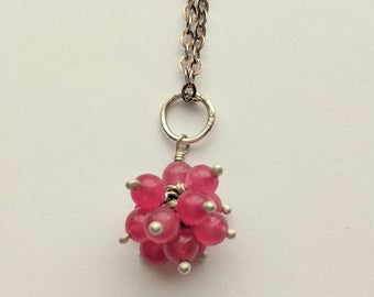 Pink Gemstone Cluster Necklace picture